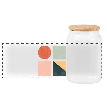 Minimalistische geometrische Formen — Moderne abstrakte Kunst - Panorama Keksdose mit Holzdeckel - Weiß - Vorne