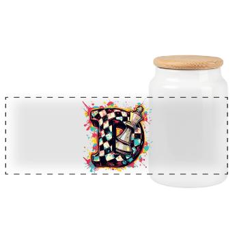 Lady Graffiti Couleur Explosion Joueur d’échecs - Boîte à biscuits avec couvercle en bois - blanc - Devant