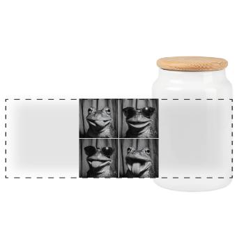 Drôle de grenouille Photo Box Selfie - Boîte à biscuits avec couvercle en bois - blanc - Devant