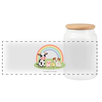 Animals Are Friends Pastell Farm Bauernhof Design - Panorama Keksdose mit Holzdeckel - Weiß - Vorne