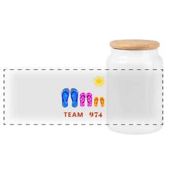 Team 974 Tropical Sun Flip Flops - Panorama Keksdose mit Holzdeckel - Weiß - Vorne