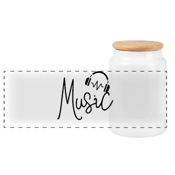 Musique - Boîte à biscuits avec couvercle en bois - blanc - Devant