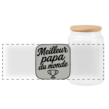 Meilleur Papa du Monde - Fête des Pères - Cadeau - Boîte à biscuits avec couvercle en bois - blanc - Devant