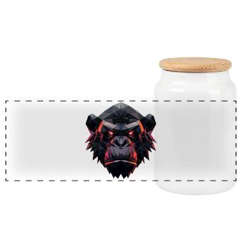 Gorilla Prisma Kopf Low Poly Art Design - Panorama Keksdose mit Holzdeckel - Weiß - Vorne