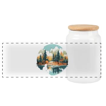 Angeln in der Wildnis – Vintage Natur Landschaft D - Panorama Keksdose mit Holzdeckel - Weiß - Vorne