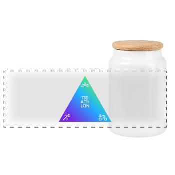 Logo triathlon triangulaire dégradé - Boîte à biscuits avec couvercle en bois - blanc - Devant
