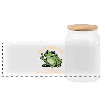 No Problemo - Funny Frog T-Shirt - Panoramic Cookie Jar with Wooden Lid - white - Front