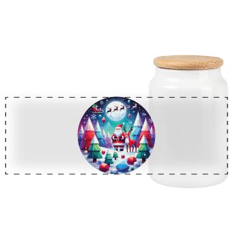 Noël géométrique idylle Santa Elche - Boîte à biscuits avec couvercle en bois - blanc - Devant