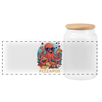 Pizzapus Pizza Party - Panoramic Cookie Jar with Wooden Lid - white - Front