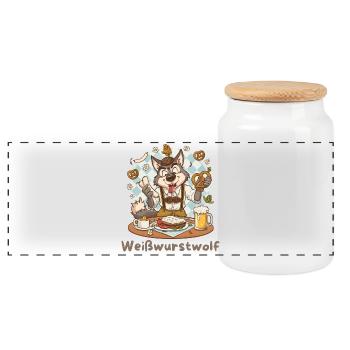 Moulin à saucisses Kochheld Bavarois - Boîte à biscuits avec couvercle en bois - blanc - Devant