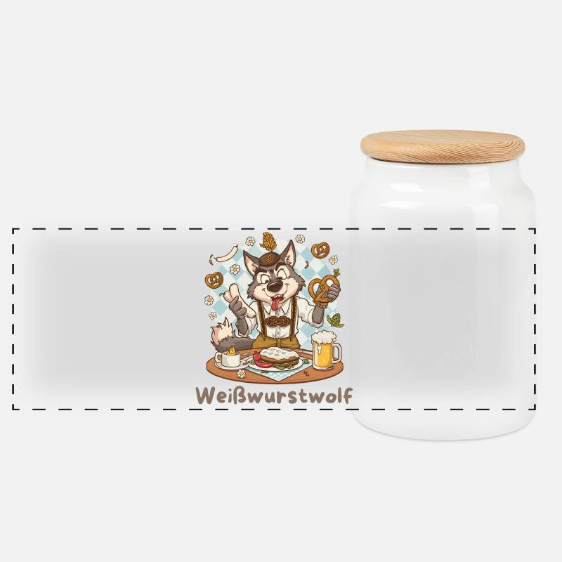 Moulin à saucisses Kochheld Bavarois - Boîte à biscuits avec couvercle en bois - blanc