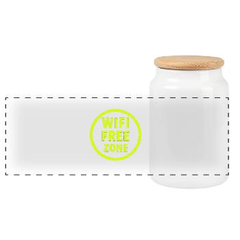 WiFi Free Zone Neon Circle - Panoramic Cookie Jar with Wooden Lid - white - Front