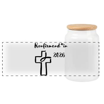 Célébrez la confirmation 2026 d’une manière adaptée au genre Fish Cross - Boîte à biscuits avec couvercle en bois - blanc - Devant