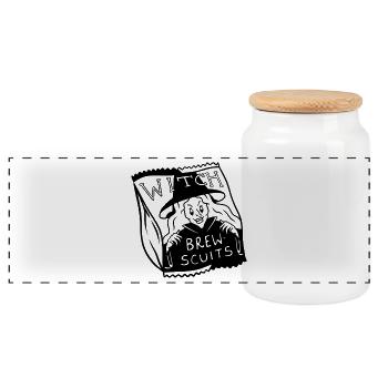 Haunted Beer Scuits - Panoramic Cookie Jar with Wooden Lid - white - Front