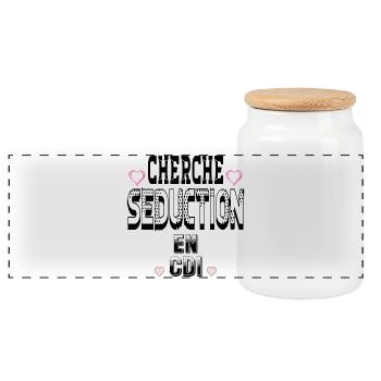 Looking for Seduction on a permanent contract - Panoramic Cookie Jar with Wooden Lid - white - Front