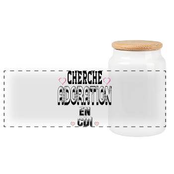 Looking for Adoration on a permanent contract - Panoramic Cookie Jar with Wooden Lid - white - Front