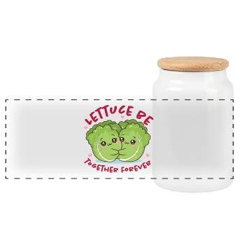 Duo d’amour de salade pour toujours - Boîte à biscuits avec couvercle en bois - blanc - Devant