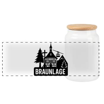 Braunlage Harz - Panoramic Cookie Jar with Wooden Lid - white - Front