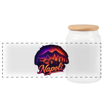 Naples Ville Italie Napoli Silhouette Cadeau - Boîte à biscuits avec couvercle en bois - blanc - Devant