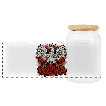 Polen Polska Adler Flagge Fahne Graffiti Geschenk - Panorama Keksdose mit Holzdeckel - Weiß - Vorne