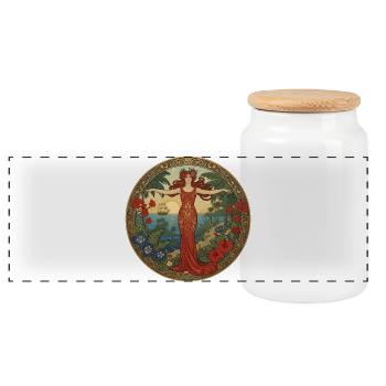 Déesse tropicale au coucher du soleil - Boîte à biscuits avec couvercle en bois - blanc - Devant