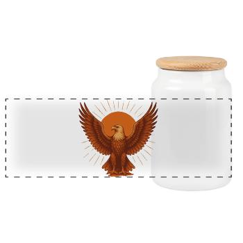 Fiery Solar Eagle - Panoramic Cookie Jar with Wooden Lid - white - Front