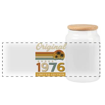 50ème anniversaire drôle cadeau 1976 Vintage - Boîte à biscuits avec couvercle en bois - blanc - Devant
