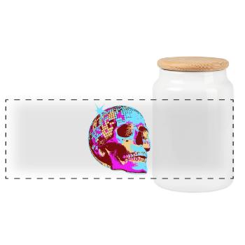 Disco Crâne Mosaïque - Boîte à biscuits avec couvercle en bois - blanc - Devant