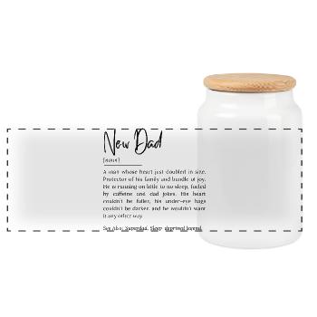 Définition du nouveau papa – Citation drôle et réconfortante - Boîte à biscuits avec couvercle en bois - blanc - Devant