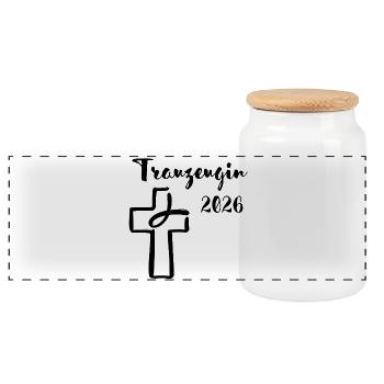 Maid of Honor 2026 Wedding Cross Fish - Panoramic Cookie Jar with Wooden Lid - white - Front