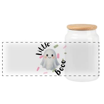 Ghost Ghost Idée cadeau Halloween - Boîte à biscuits avec couvercle en bois - blanc - Devant