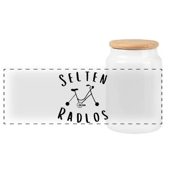 Saying Sayings Radlos Humor Humorous Gift - Panoramic Cookie Jar with Wooden Lid - white - Front