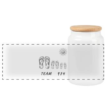 Team 974 Savates  Soleil Dessin Graphique - Boîte à biscuits avec couvercle en bois - blanc - Devant