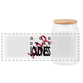 God Damn Loudness War - Panoramic Cookie Jar with Wooden Lid - white - Front