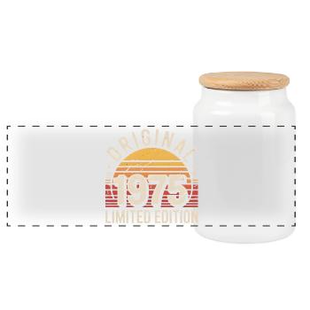 Original 1975 Limited Edition - Panorama Keksdose mit Holzdeckel - Weiß - Vorne