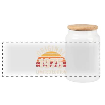 Original 1975 Limited Edition - Panoramic Cookie Jar with Wooden Lid - white - Front