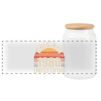 Original 1980 Limited Edition - Panoramic Cookie Jar with Wooden Lid - white - Front