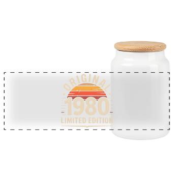 Original 1990 Limited Edition - Panoramic Cookie Jar with Wooden Lid - white - Front