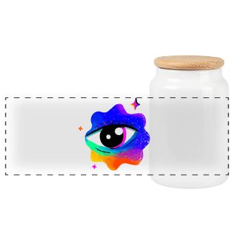 Nébuleuse de l’œil arc-en-ciel vif - Boîte à biscuits avec couvercle en bois - blanc - Devant