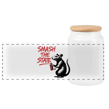 Rat Spray Can Street Art Smash the state - Panoramic Cookie Jar with Wooden Lid - white - Front