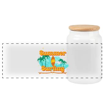 Surf - Boîte à biscuits avec couvercle en bois - blanc - Devant