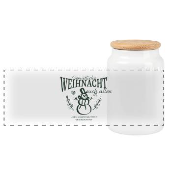 Schneemann - Panorama Keksdose mit Holzdeckel - Weiß - Vorne