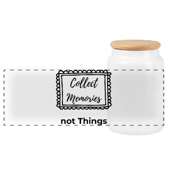 Collect Memories, not Things – Travel Shirt - Panoramic Cookie Jar with Wooden Lid - white - Front