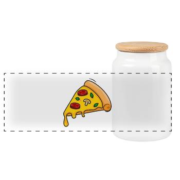 Tranche de pizza colorée dessin animé - Boîte à biscuits avec couvercle en bois - blanc - Devant