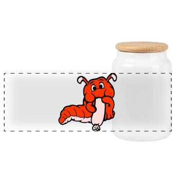 Chenille ver Happy Eats Saucisse Saucisse Hot-dog - Boîte à biscuits avec couvercle en bois - blanc - Devant