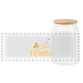 I'm The Star Tiflette Funny Original Gift - Panoramic Cookie Jar with Wooden Lid - white - Front