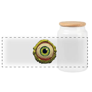 Alien Eye Orb Verdant Gaze - Panoramic Cookie Jar with Wooden Lid - white - Front