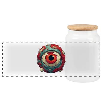 Orbe d’œil cramoisi avec crânes - Boîte à biscuits avec couvercle en bois - blanc - Devant