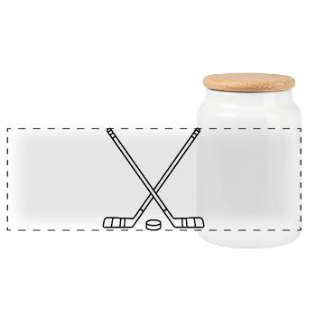 Energetic Hockey Art -Hockey - Panoramic Cookie Jar with Wooden Lid - white - Front