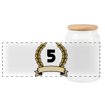 Couronne de laurier dorée numéro 5 - Boîte à biscuits avec couvercle en bois - blanc - Devant